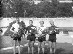 Aarhus Cykelbanes Grand Prix. Jens Aage Nielsen, Kay Werner Nielsen, John Jensen, Børge Gissel.